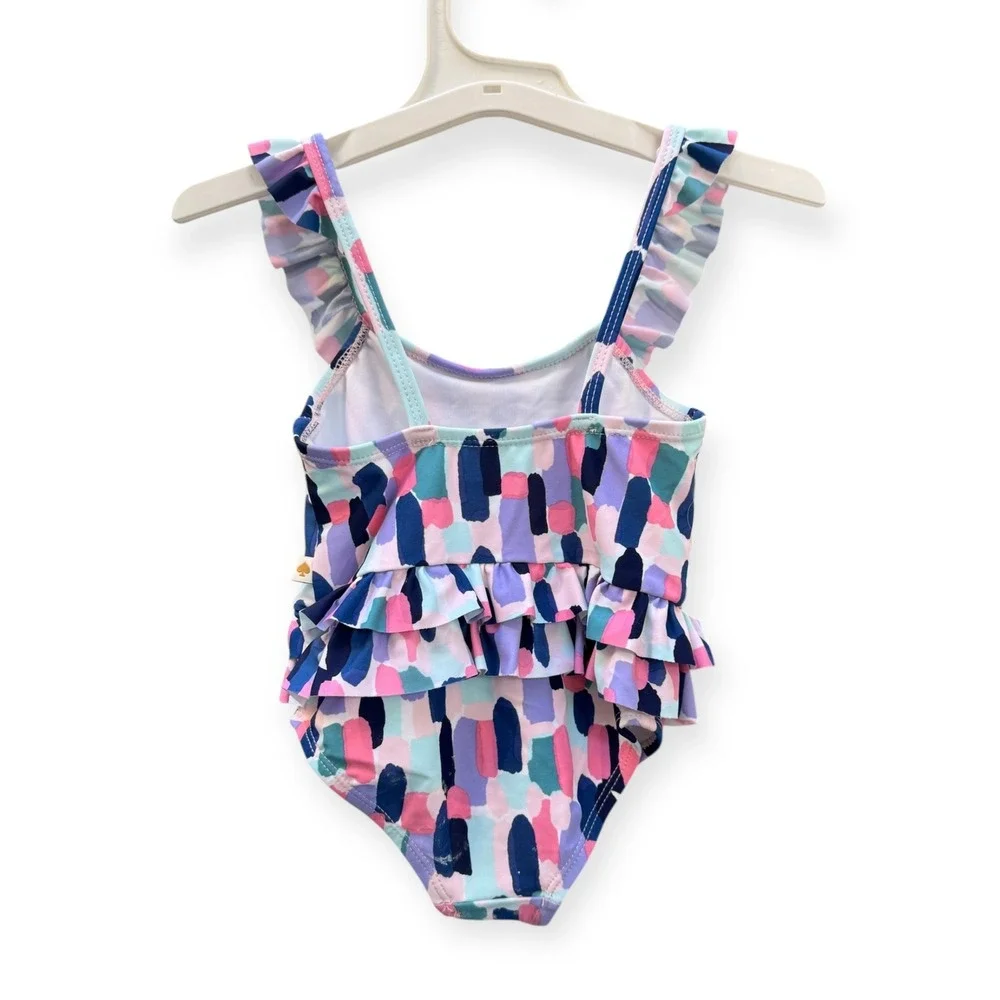 Kate Spade Swimsuit Ruffle Trim Abstract Print One Piece‎ Swimsuit